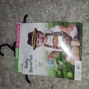 Baby Bavarian Costume Jumpsuit Hat Sticker 12-18 Months Brown White Polyester